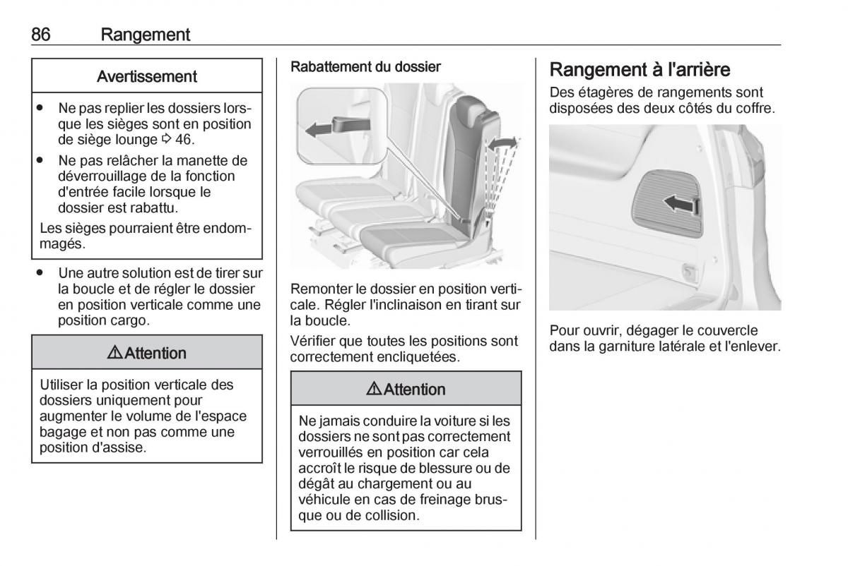 Opel Zafira C FL manuel du proprietaire / page 88