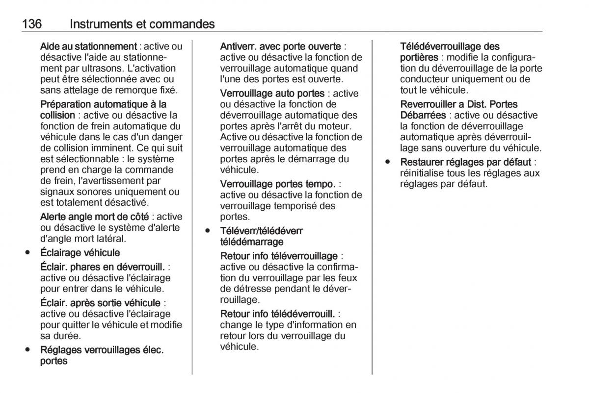 Opel Zafira C FL manuel du proprietaire / page 138