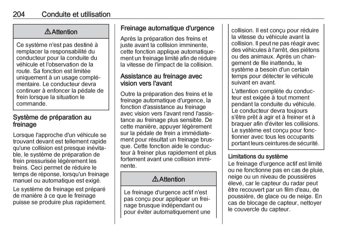 Opel Zafira C FL manuel du proprietaire / page 206