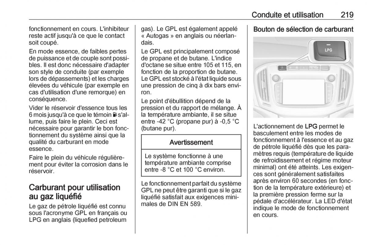 Opel Zafira C FL manuel du proprietaire / page 221