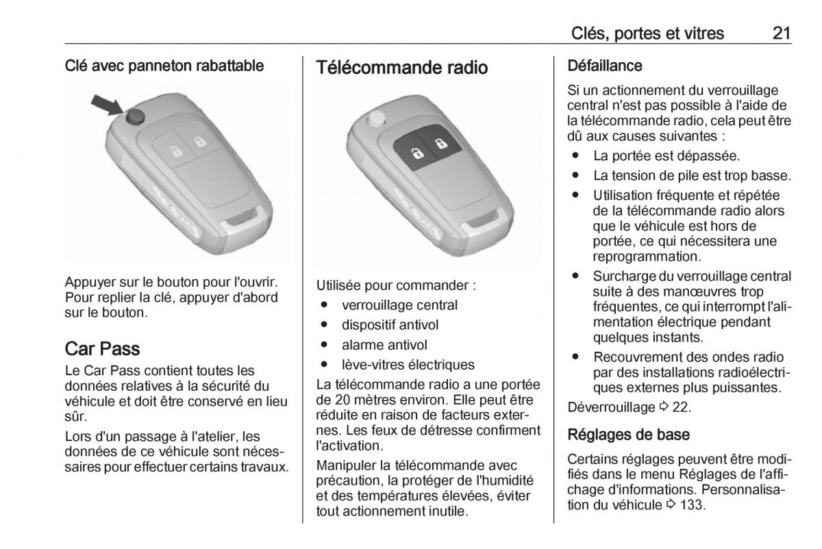 Opel Zafira C FL manuel du proprietaire / page 23