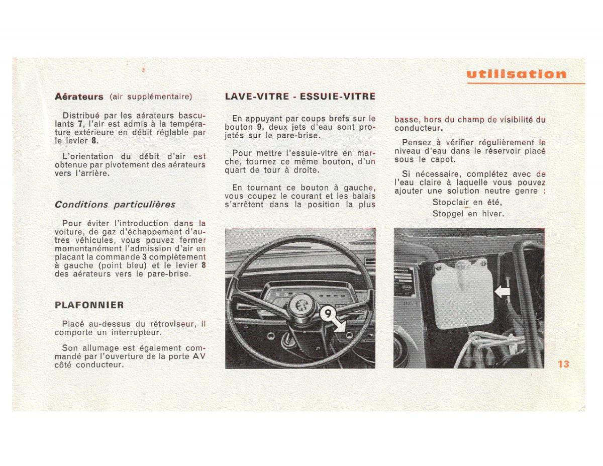 Peugeot 204 manuel du proprietaire / page 13