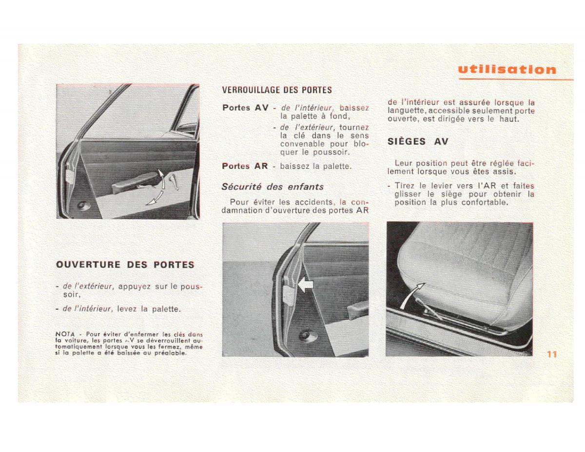 Peugeot 204 manuel du proprietaire / page 11