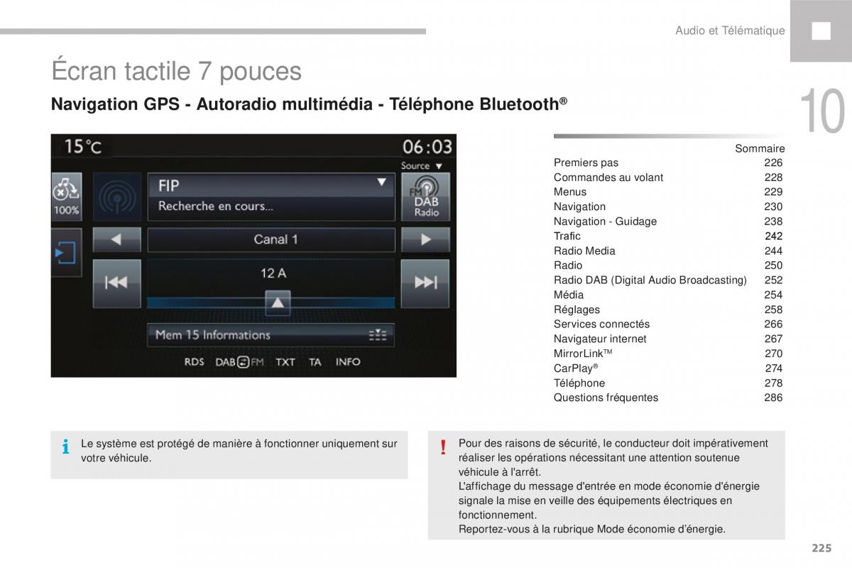 Peugeot 208 FL manuel du proprietaire / page 227