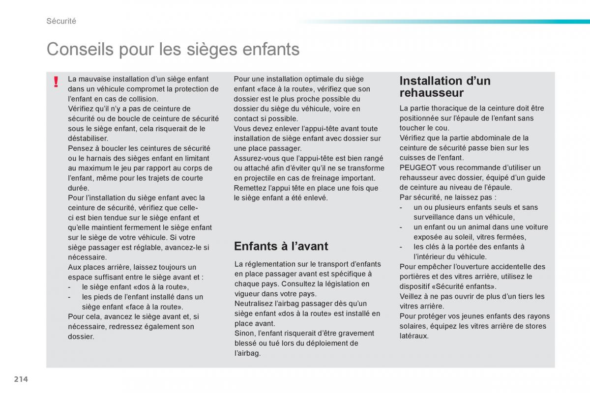Peugeot 308 FL manuel du proprietaire / page 216