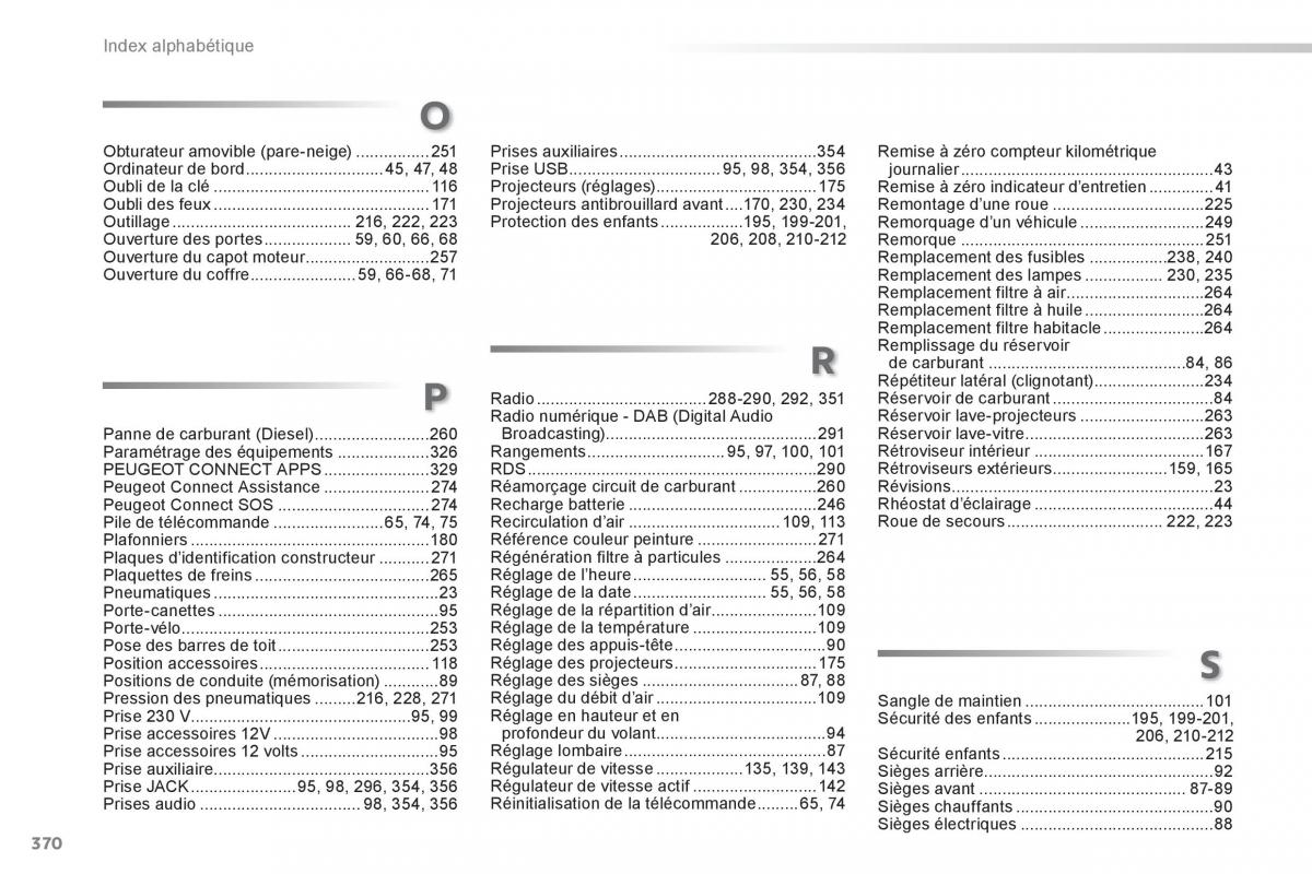 Peugeot 308 FL manuel du proprietaire / page 372