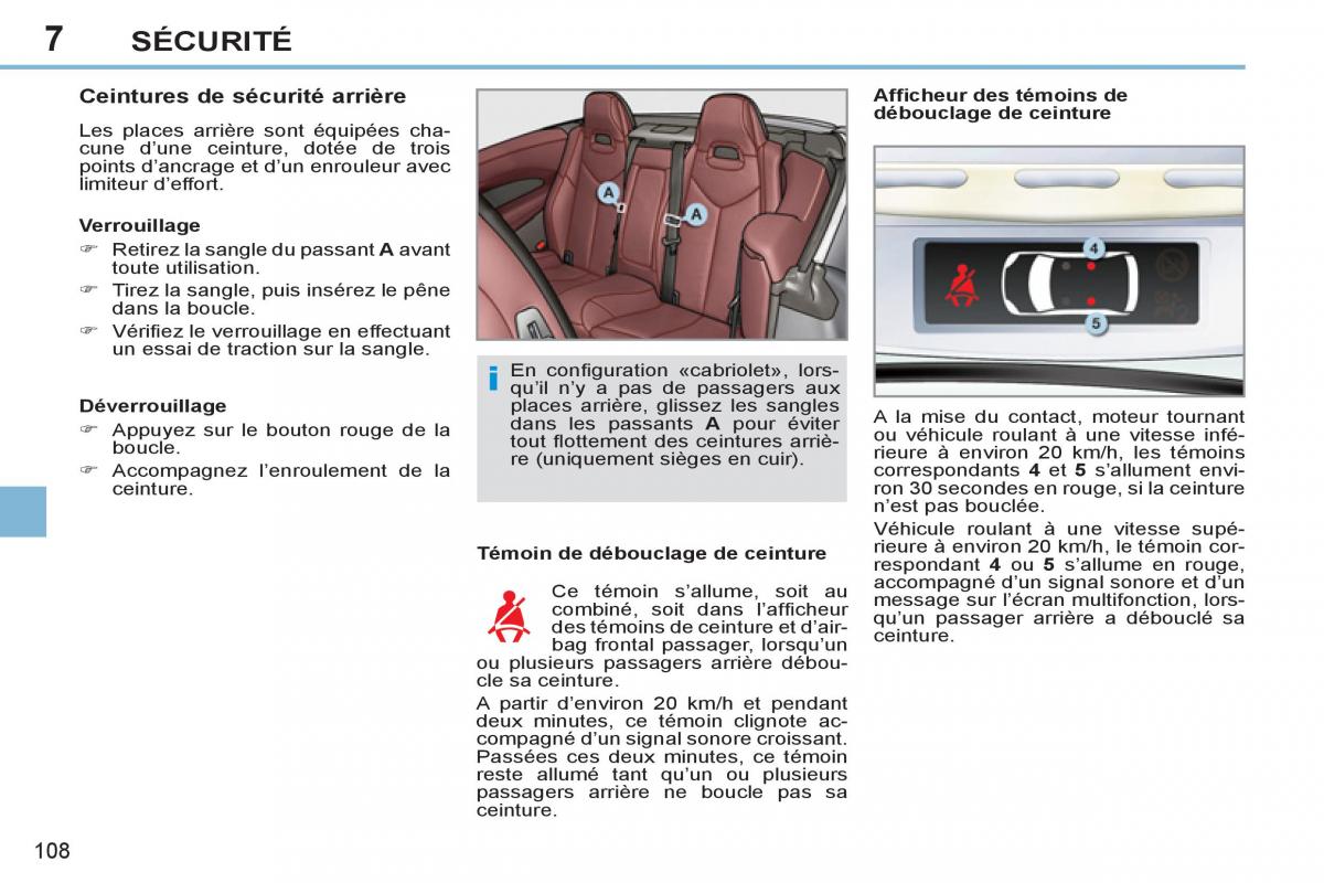 Peugeot 308 CC FL manuel du proprietaire / page 110