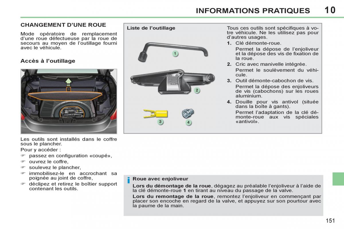 Peugeot 308 CC FL manuel du proprietaire / page 153