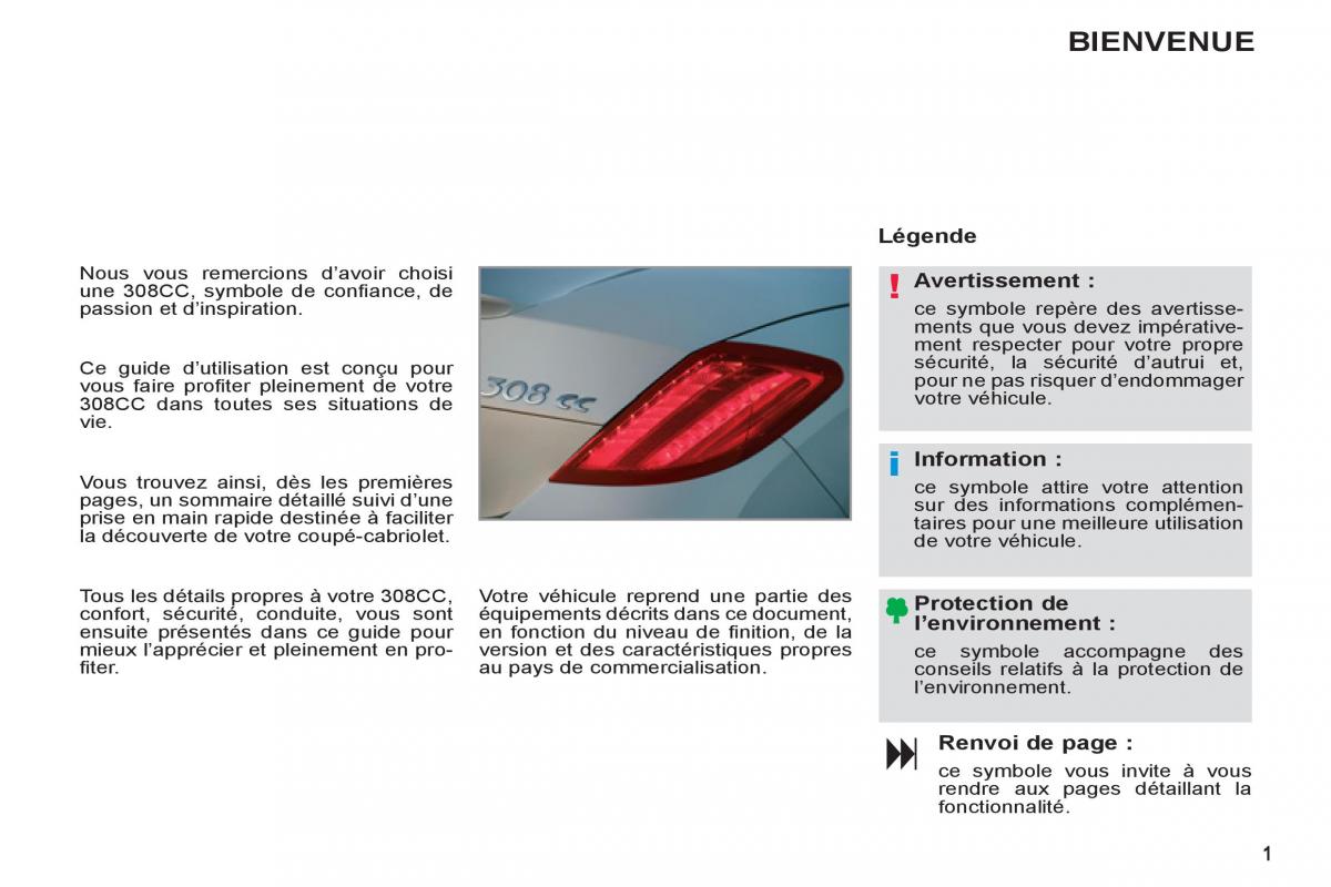 Peugeot 308 CC FL manuel du proprietaire / page 3