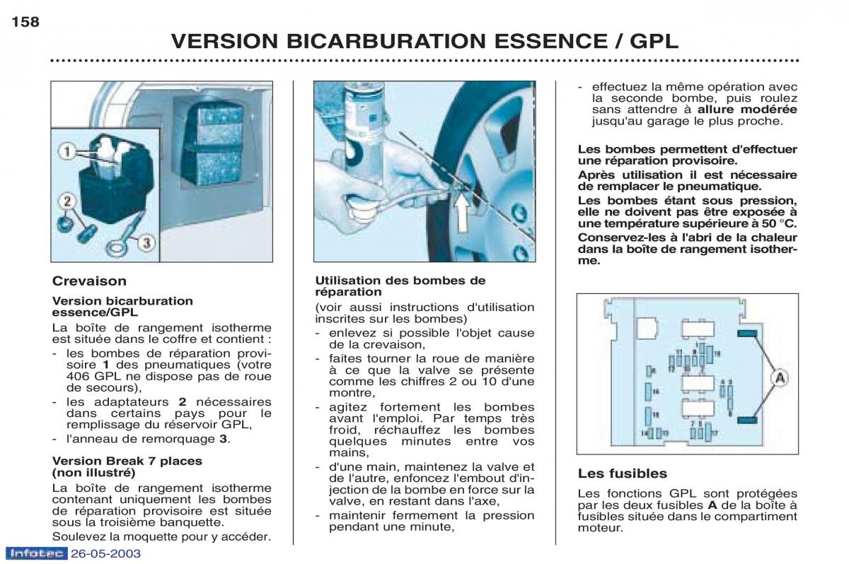 Peugeot 406 manuel du proprietaire / page 170