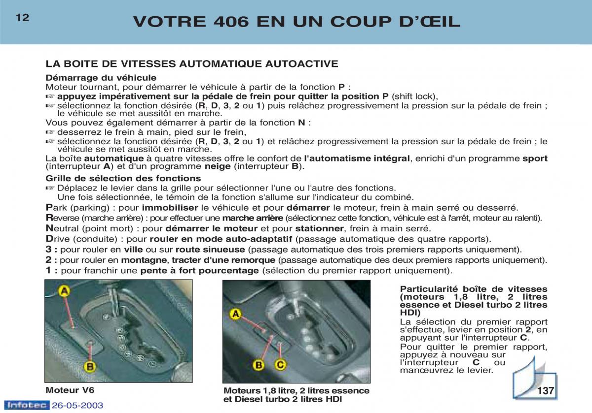 Peugeot 406 manuel du proprietaire / page 23