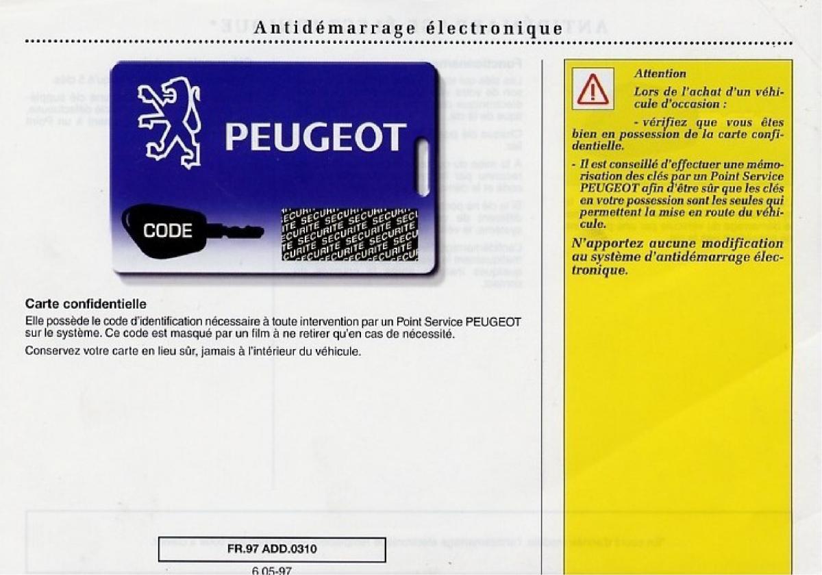 Peugeot 406 Coupe manuel du proprietaire / page 172