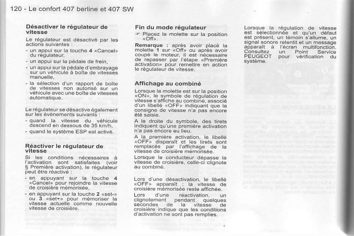 Peugeot 407 manuel du proprietaire / page 121