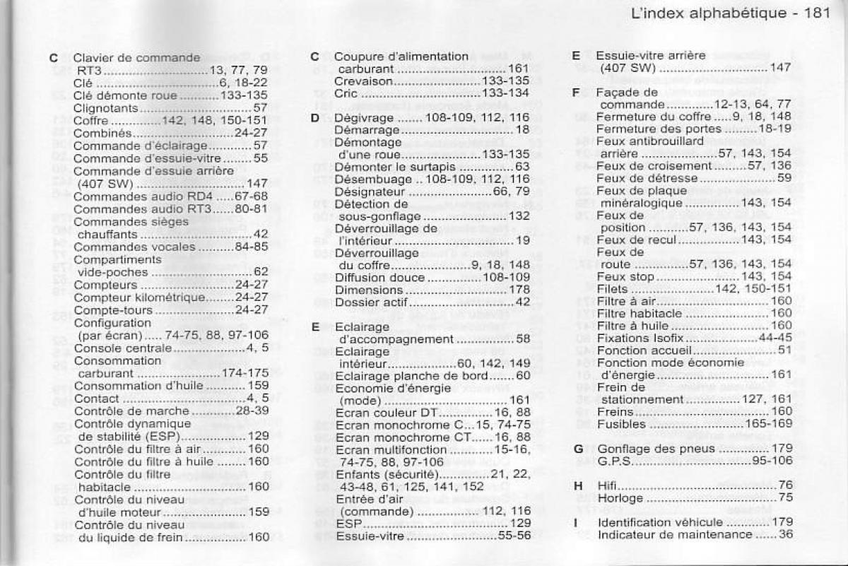 manual  Peugeot 407 manuel du proprietaire / page 182
