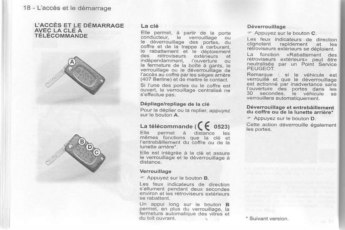 Peugeot 407 manuel du proprietaire / page 19