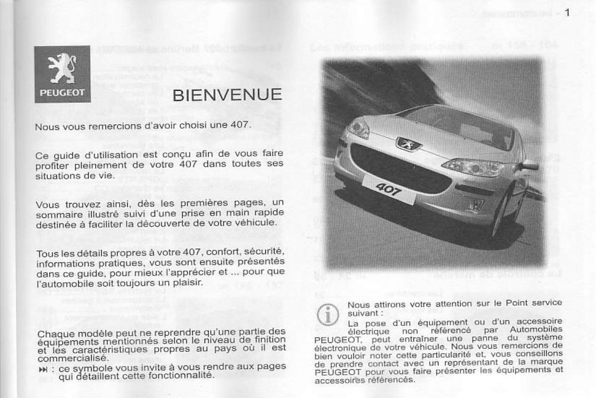 manual  Peugeot 407 manuel du proprietaire / page 2