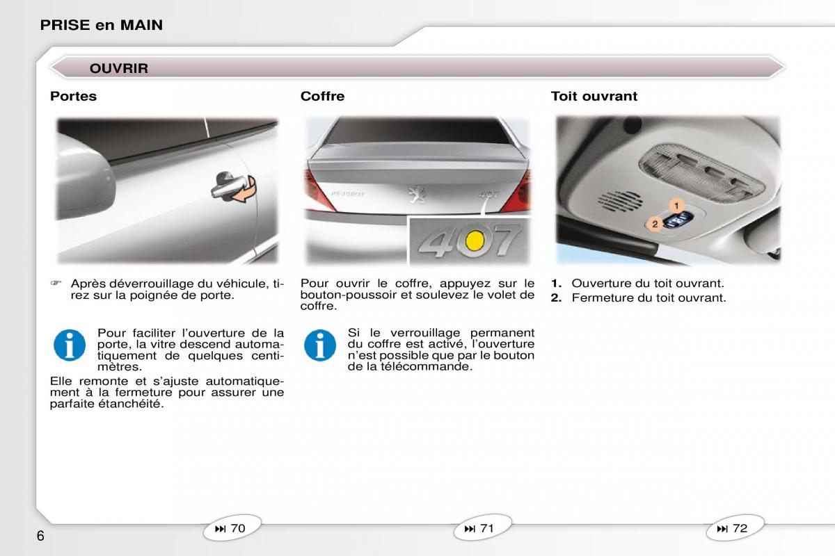 Peugeot 407 Coupe manuel du proprietaire / page 14