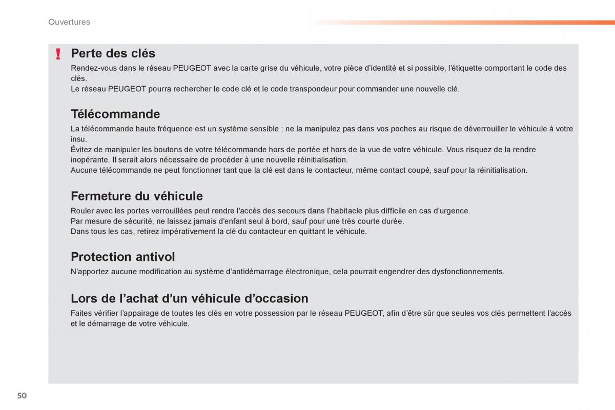 Peugeot 2008 manuel du proprietaire / page 52
