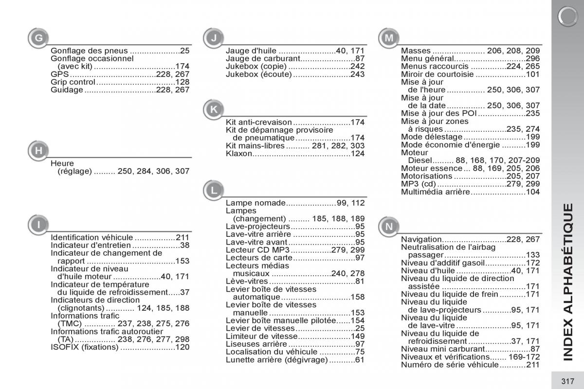 Peugeot 3008 manuel du proprietaire / page 319