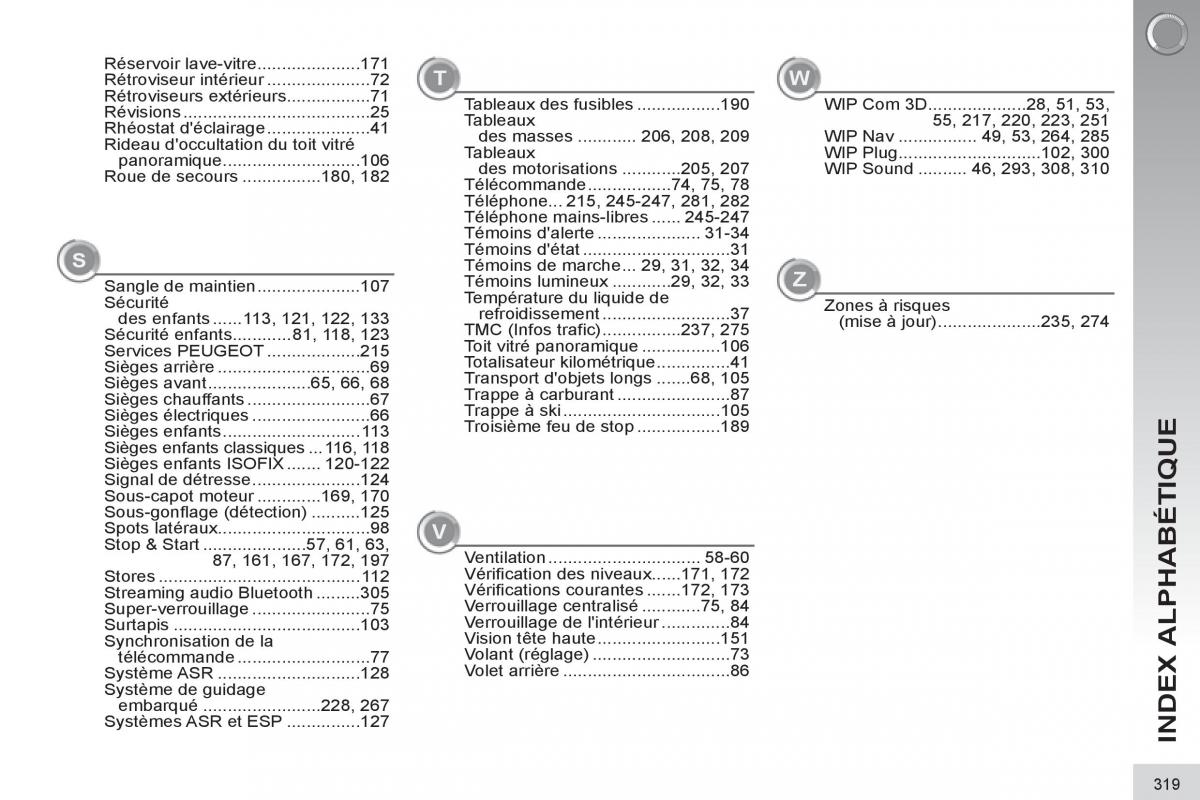 Peugeot 3008 manuel du proprietaire / page 321