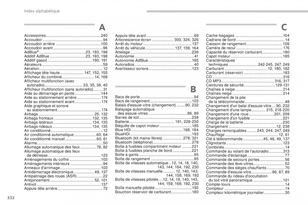 Peugeot 3008 FL manuel du proprietaire / page 334