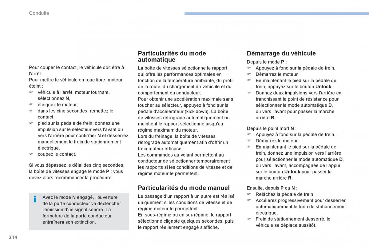Peugeot 3008 FL2 manuel du proprietaire / page 216