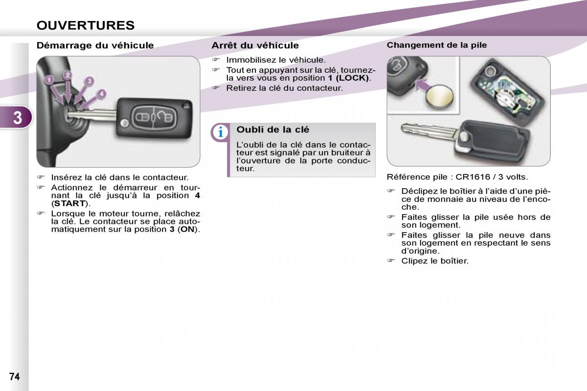 Peugeot 4007 manuel du proprietaire / page 73