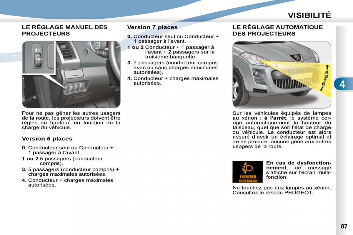 Peugeot 4007 manuel du proprietaire / page 86