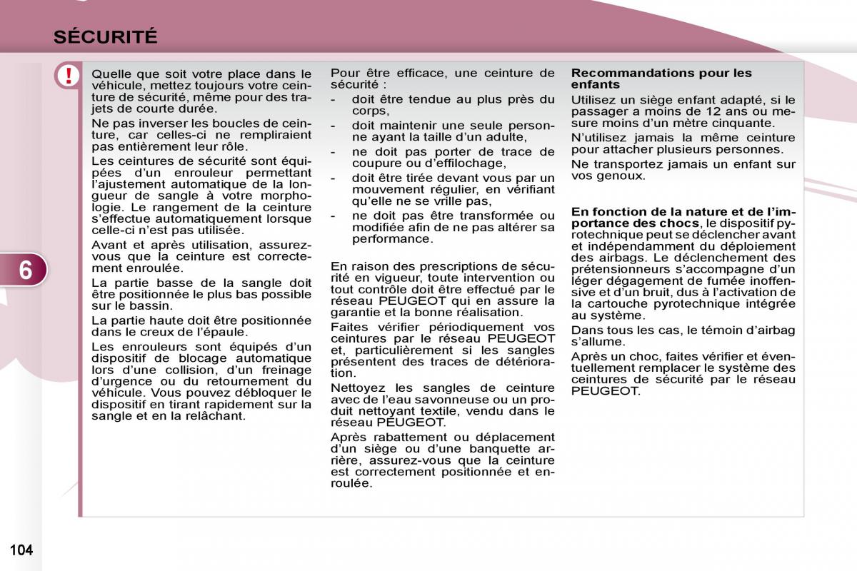 Peugeot 4007 manuel du proprietaire / page 103