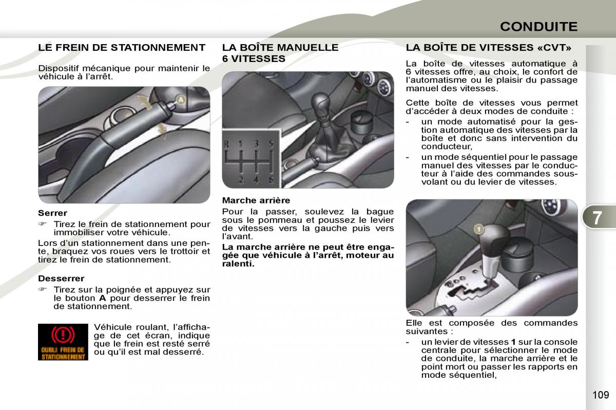 Peugeot 4007 manuel du proprietaire / page 108