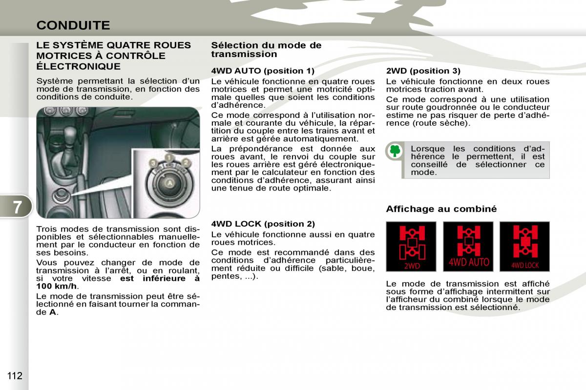 Peugeot 4007 manuel du proprietaire / page 111