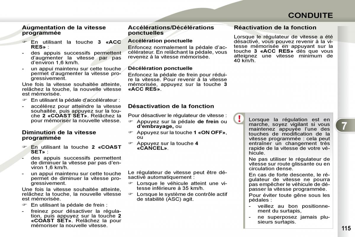 Peugeot 4007 manuel du proprietaire / page 114