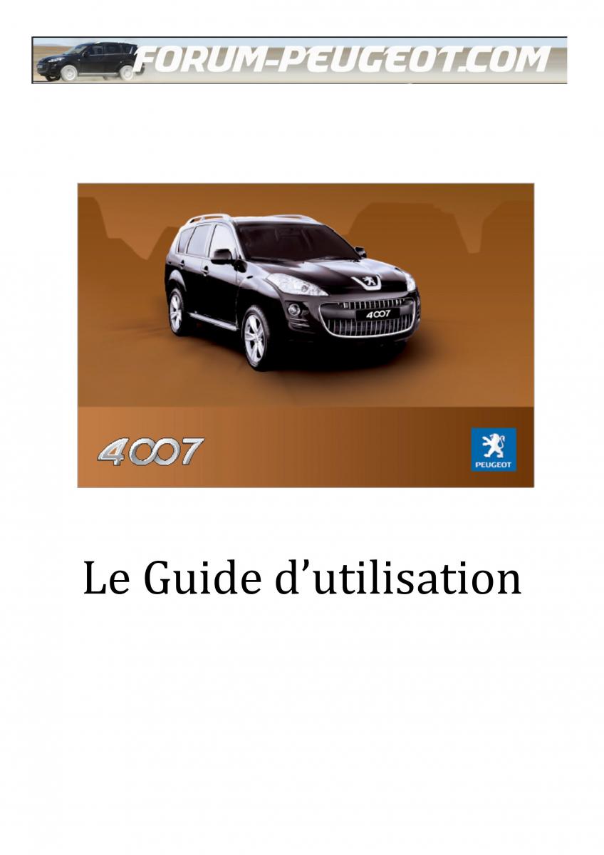 Peugeot 4007 manuel du proprietaire / page 1