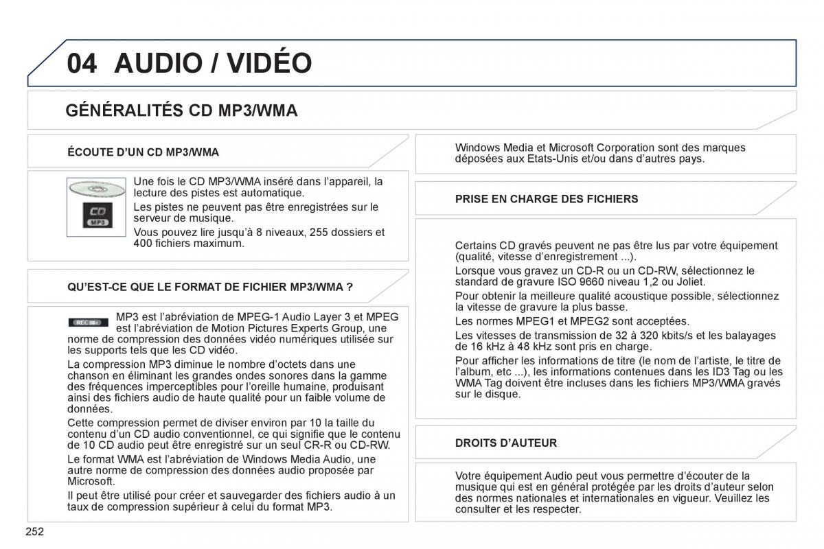 Peugeot 4008 manuel du proprietaire / page 254