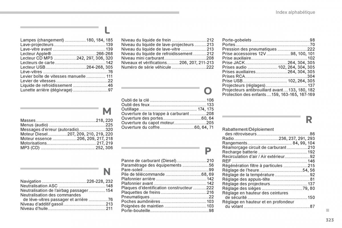 Peugeot 4008 manuel du proprietaire / page 325