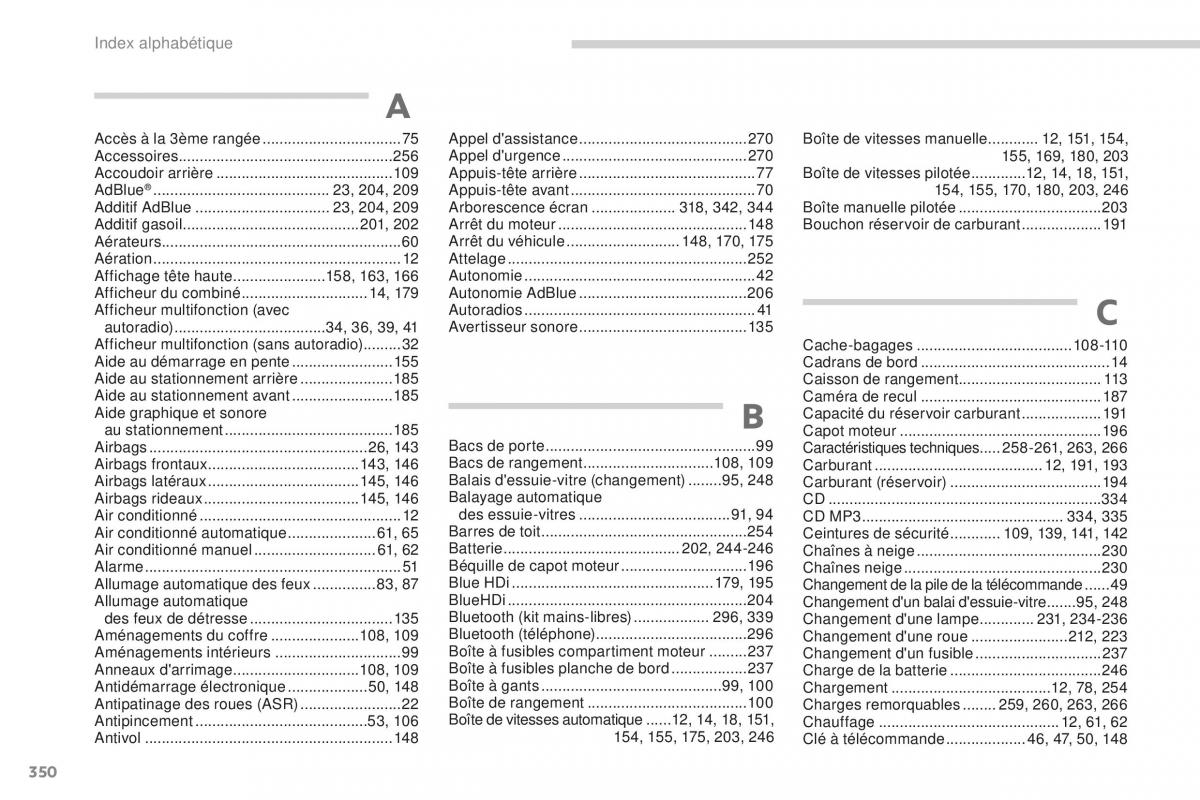 manual Peugeot 5008 FL manuel du proprietaire / page 352