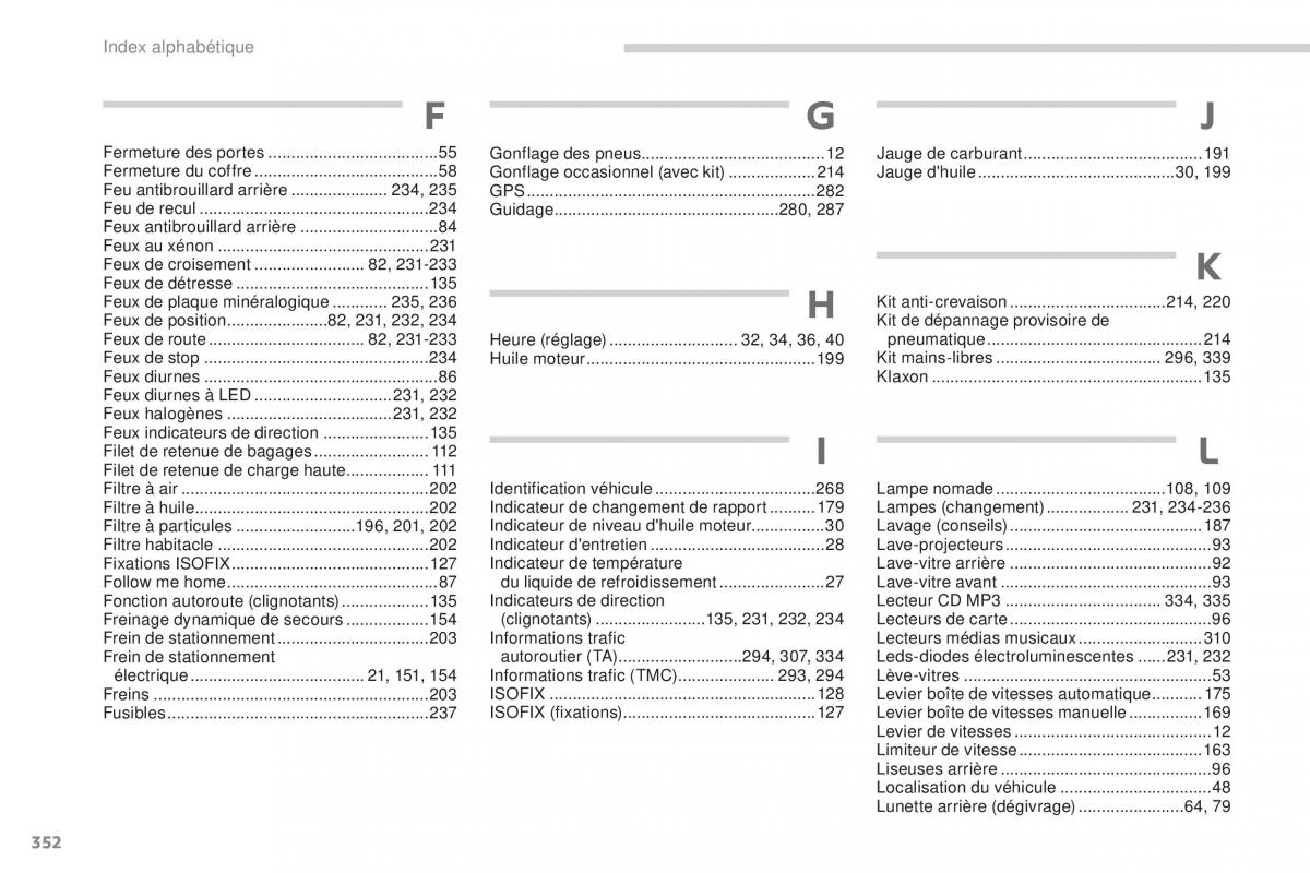 manual  Peugeot 5008 FL manuel du proprietaire / page 354