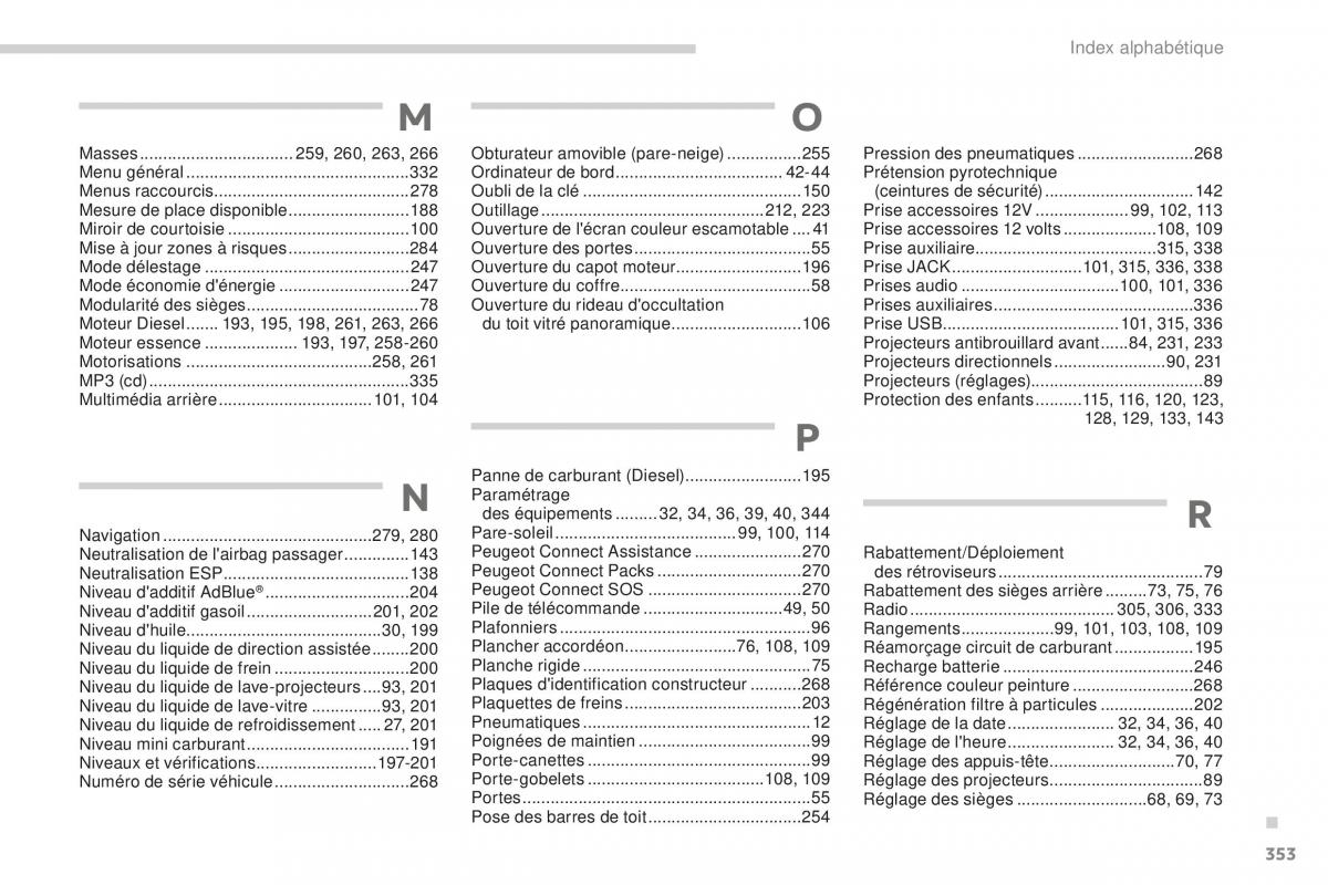 manual  Peugeot 5008 FL manuel du proprietaire / page 355