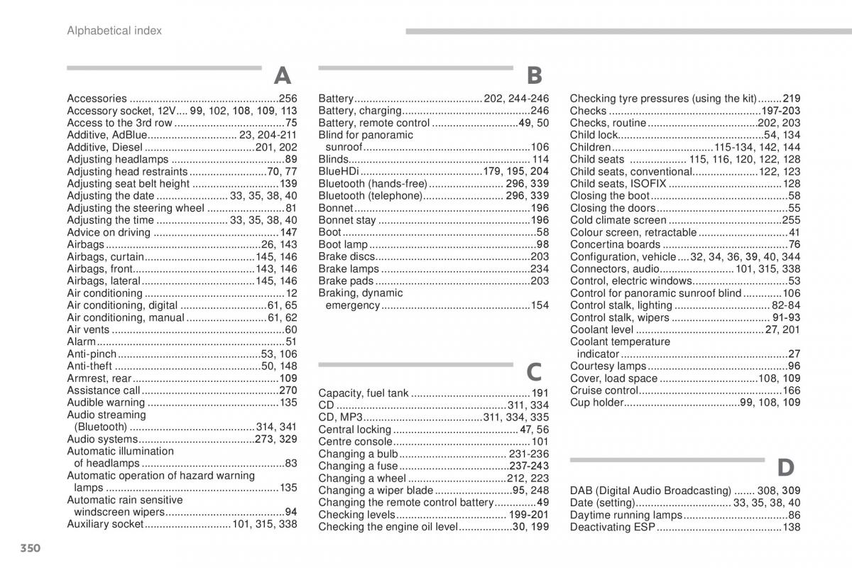 Peugeot 5008 II 2 owners manual / page 352