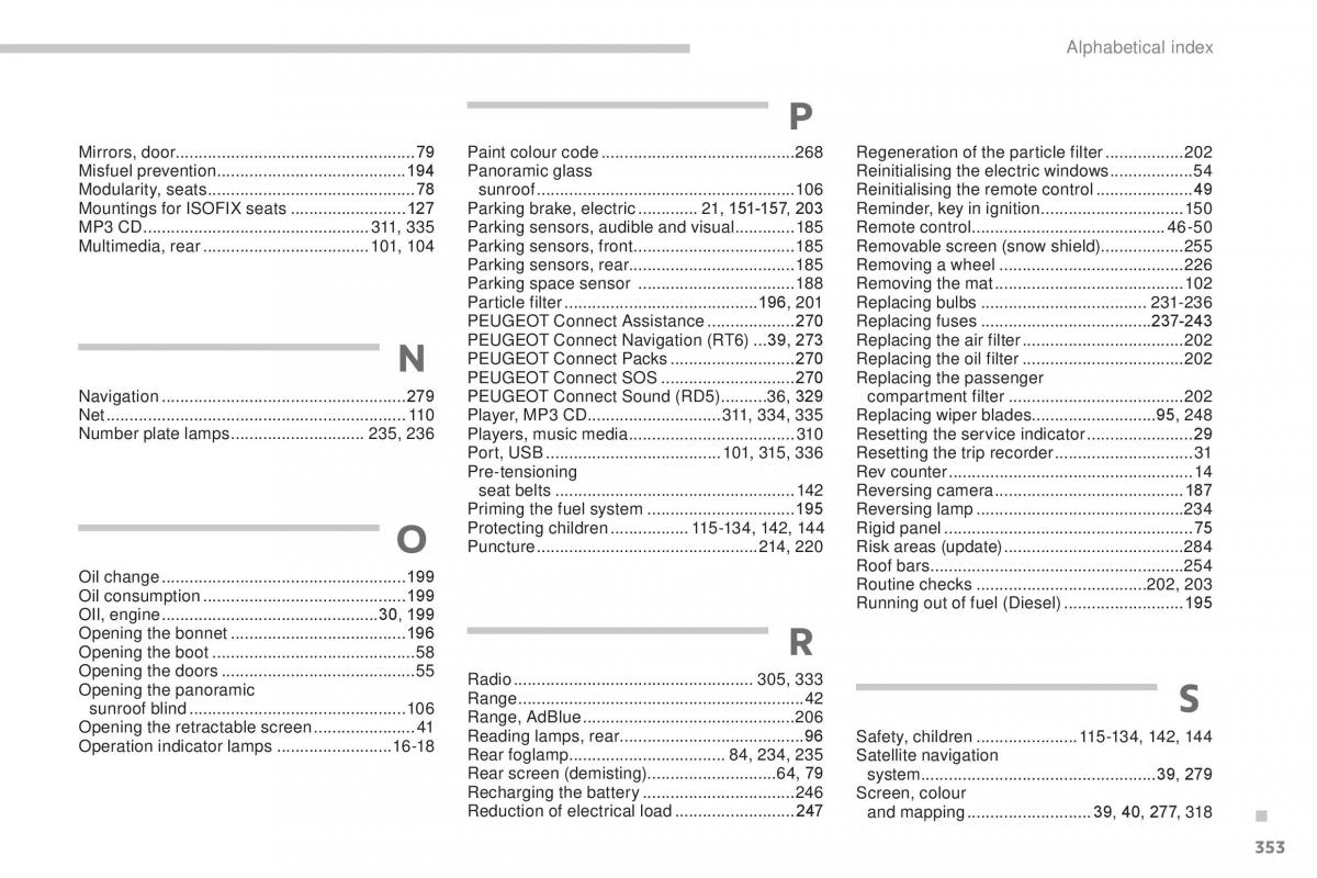 Peugeot 5008 II 2 owners manual / page 355