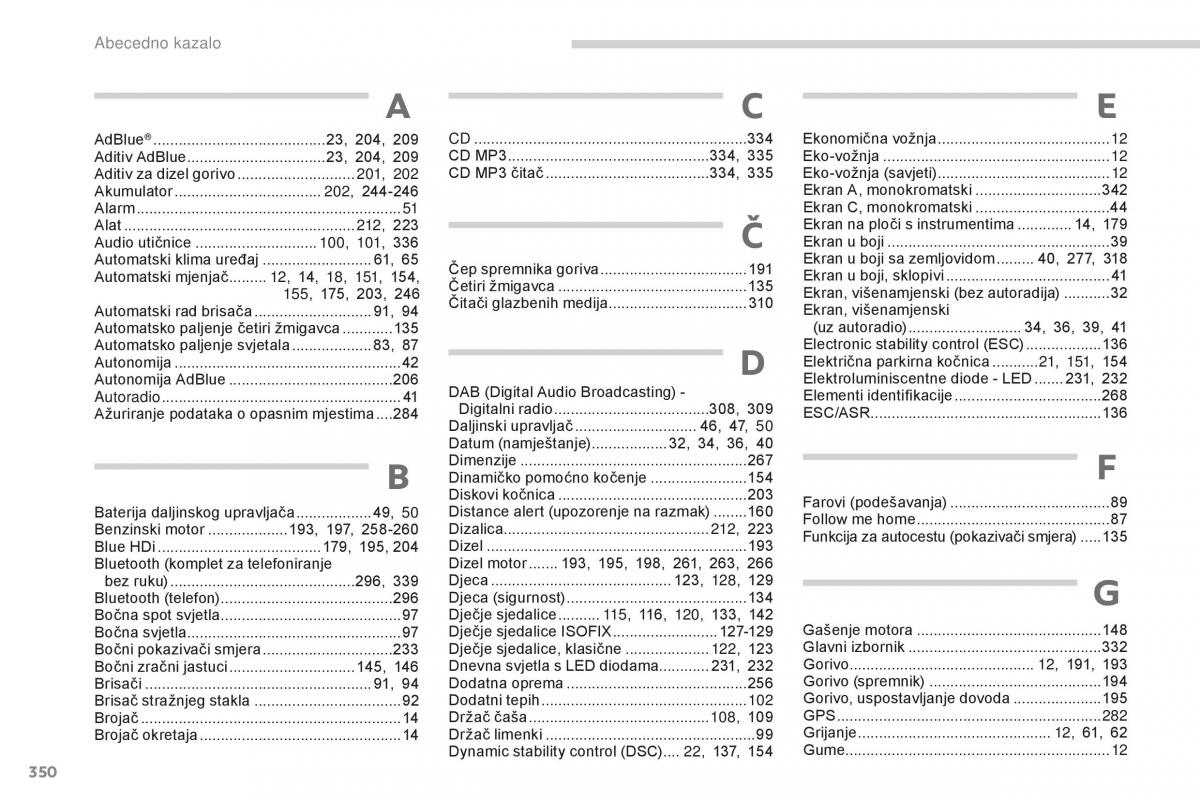 manual  Peugeot 5008 II 2 vlasnicko uputstvo / page 352