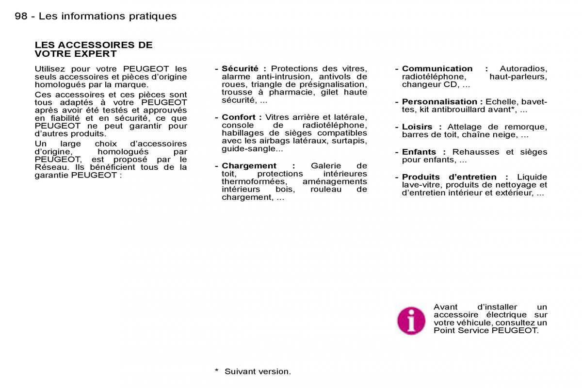 Peugeot Expert I 1 FL manuel du proprietaire / page 103