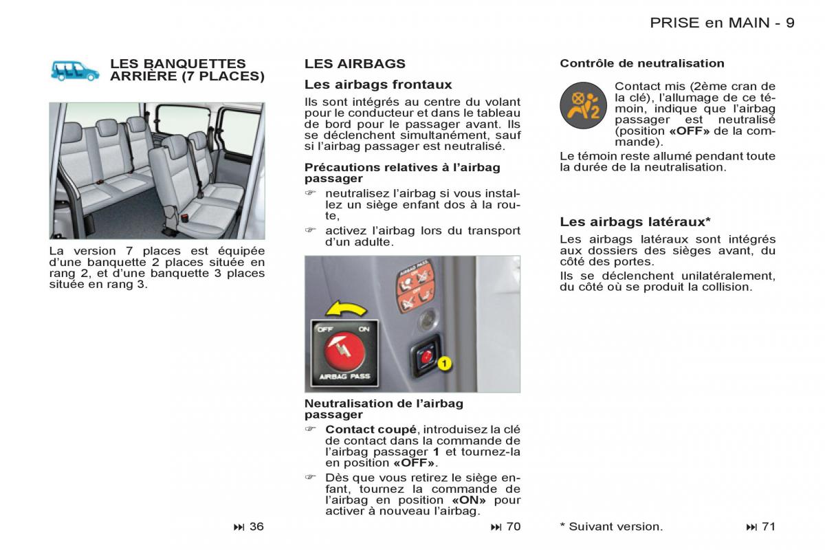 Peugeot Partner I 1 FL manuel du proprietaire / page 11