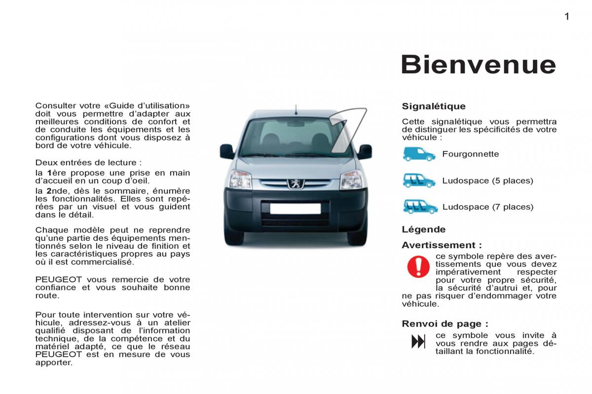 Peugeot Partner I 1 FL manuel du proprietaire / page 3