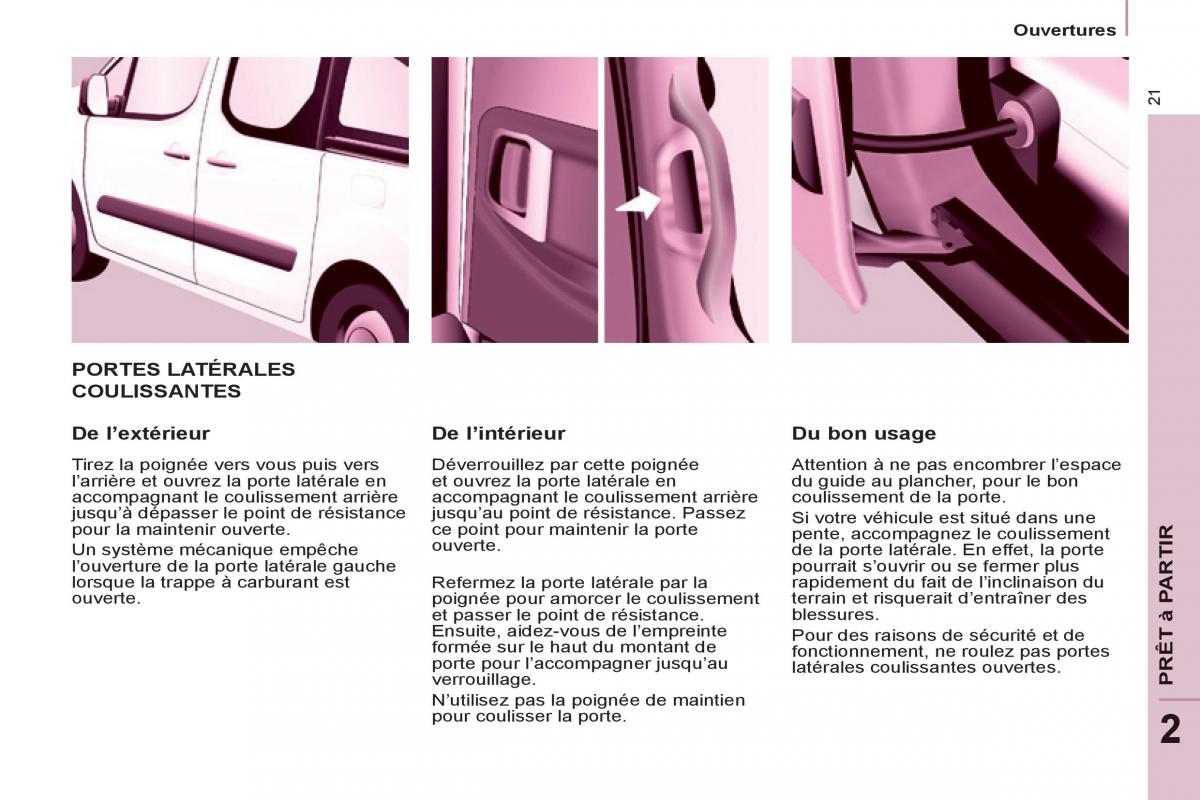 Peugeot Partner Tepee manuel du proprietaire / page 23