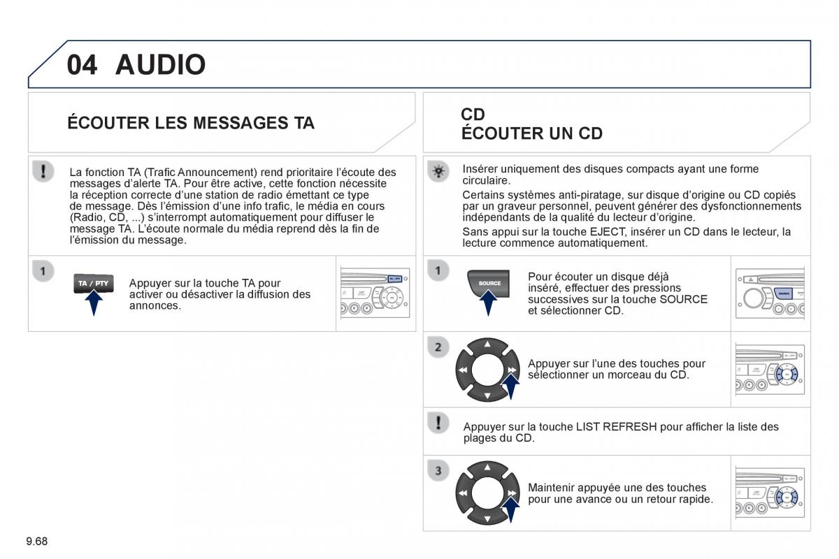 Peugeot Partner Tepee manuel du proprietaire / page 238