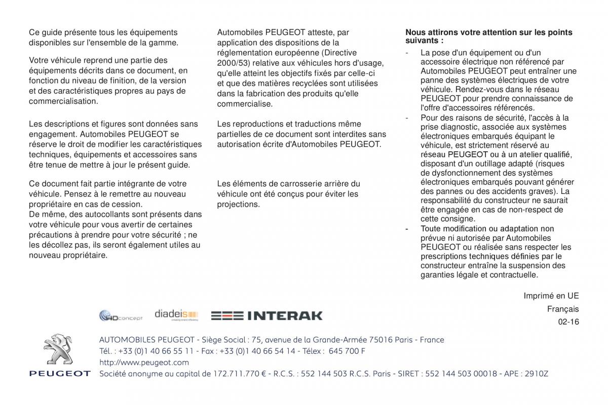 Peugeot Partner Tepee FL manuel du proprietaire / page 295