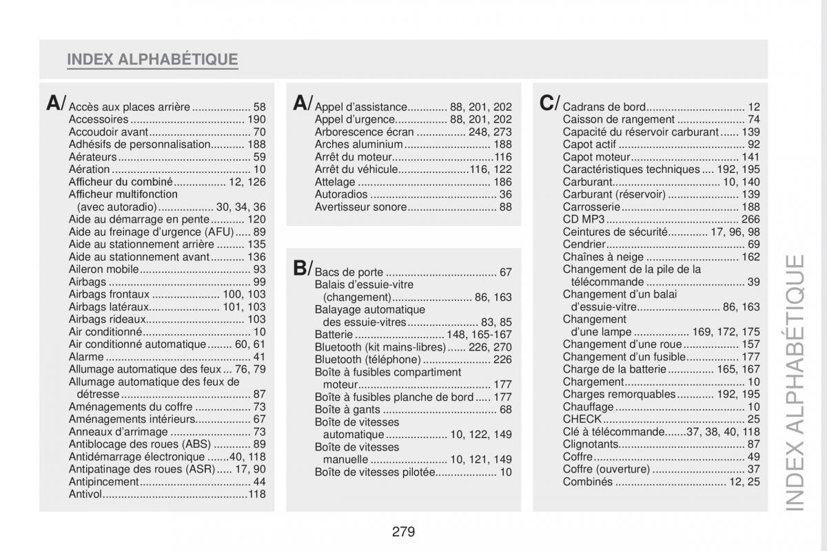 Peugeot RCZ FL manuel du proprietaire / page 281