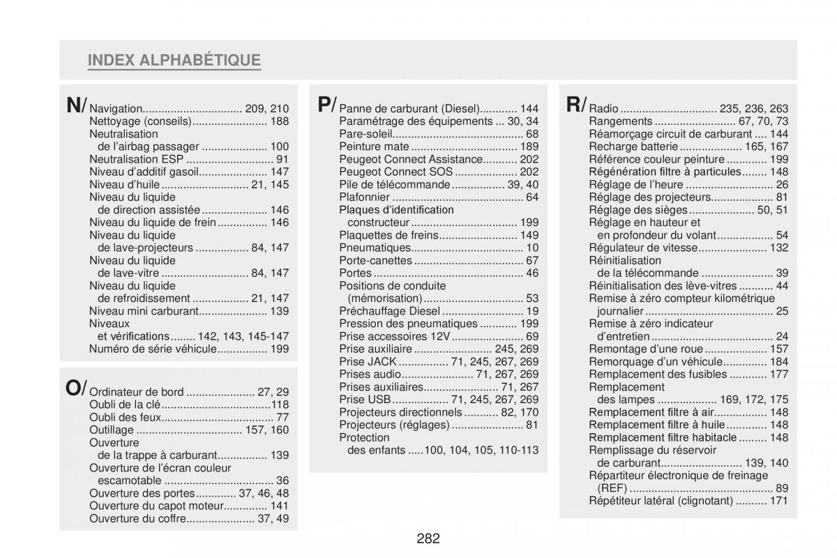 Peugeot RCZ FL manuel du proprietaire / page 284