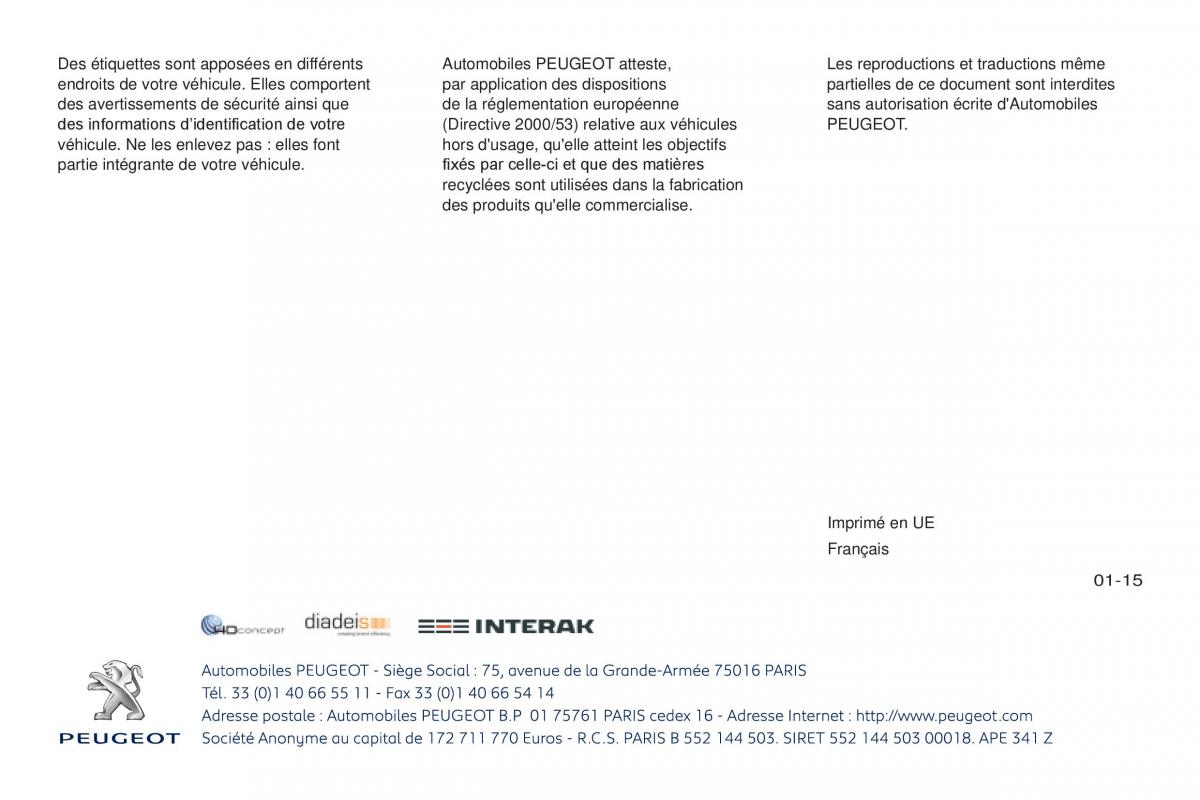 Peugeot RCZ FL manuel du proprietaire / page 291